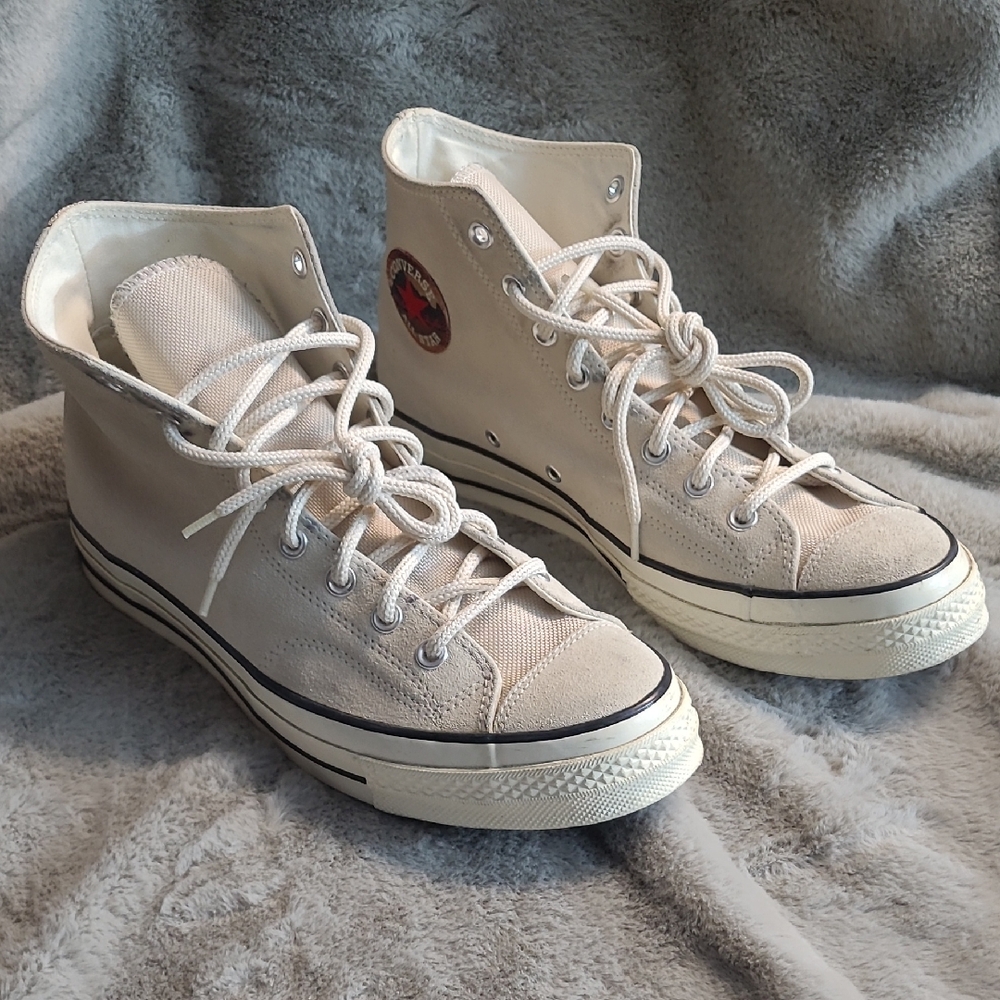 Converse All Star Chuck Taylor Ivory Suede Leather Sneakers Mens Size 11.5